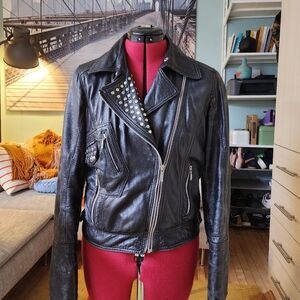Studded leather jacket